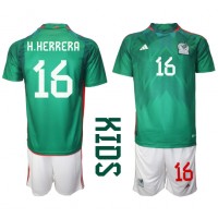 Meksiko Hector Herrera #16 Koti Peliasu Lasten MM-kisat 2022 Lyhythihainen (+ Lyhyet housut)